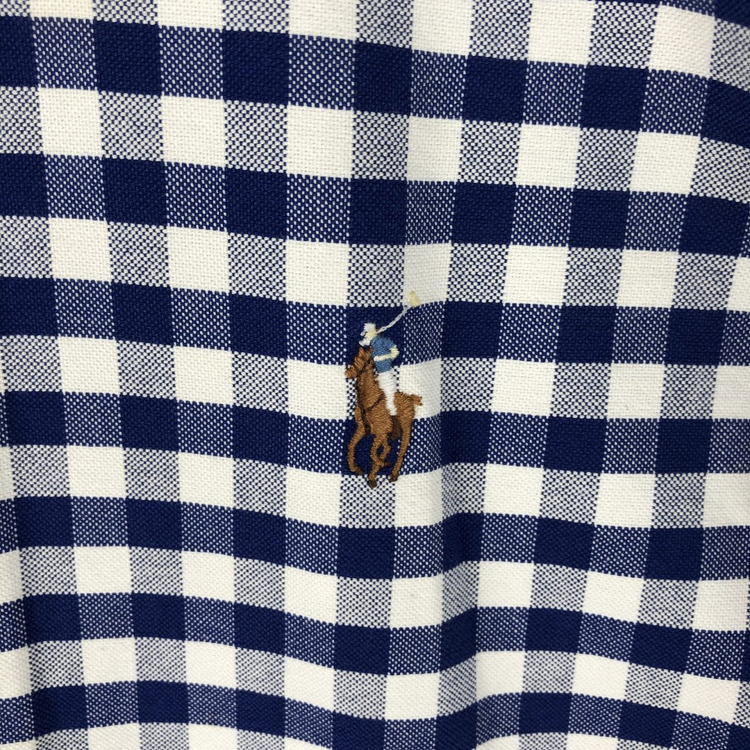 Ralph Lauren Classic Fit Gingham Check Short Sleeve Button Down Check Shirt Men's Size L cotton blue type Vintage Second Hand