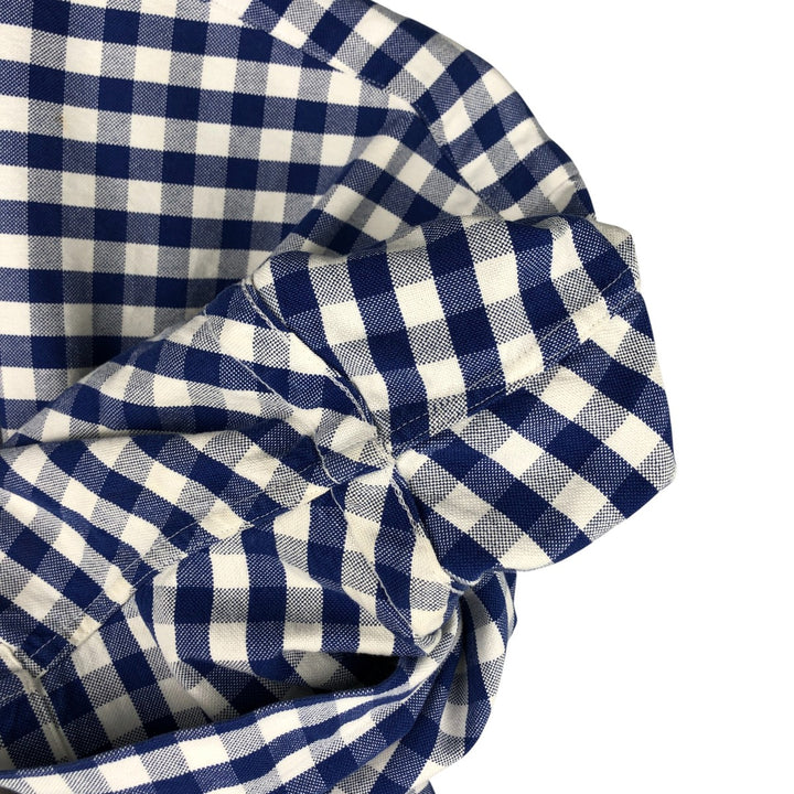 Ralph Lauren Classic Fit Gingham Check Short Sleeve Button Down Check Shirt Men's Size L cotton blue type Vintage Second Hand