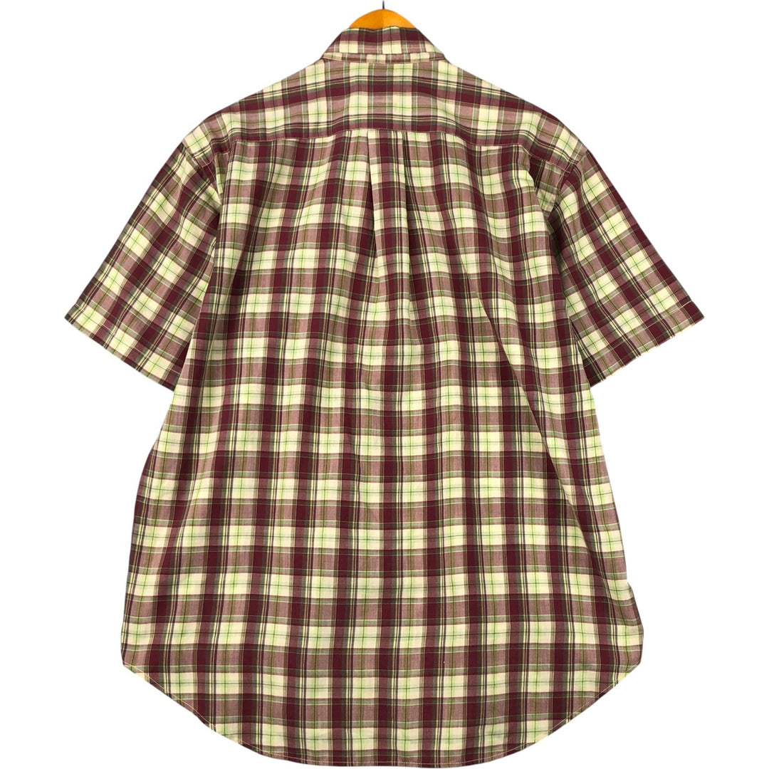 Ralph Lauren POLO by Ralph Lauren short sleeve button down check shirt men's size L cotton red type reddish brown Vintage Second Hand