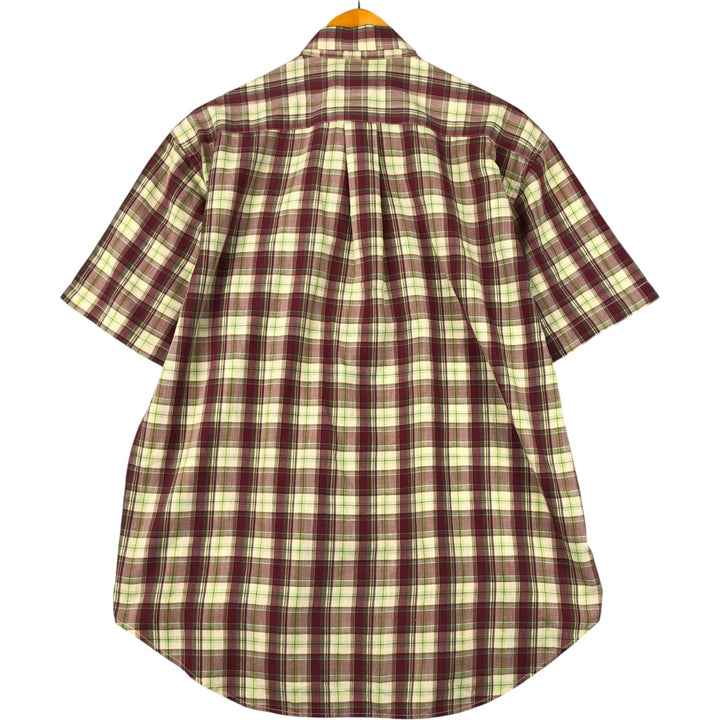 Ralph Lauren POLO by Ralph Lauren short sleeve button down check shirt men's size L cotton red type reddish brown Vintage Second Hand