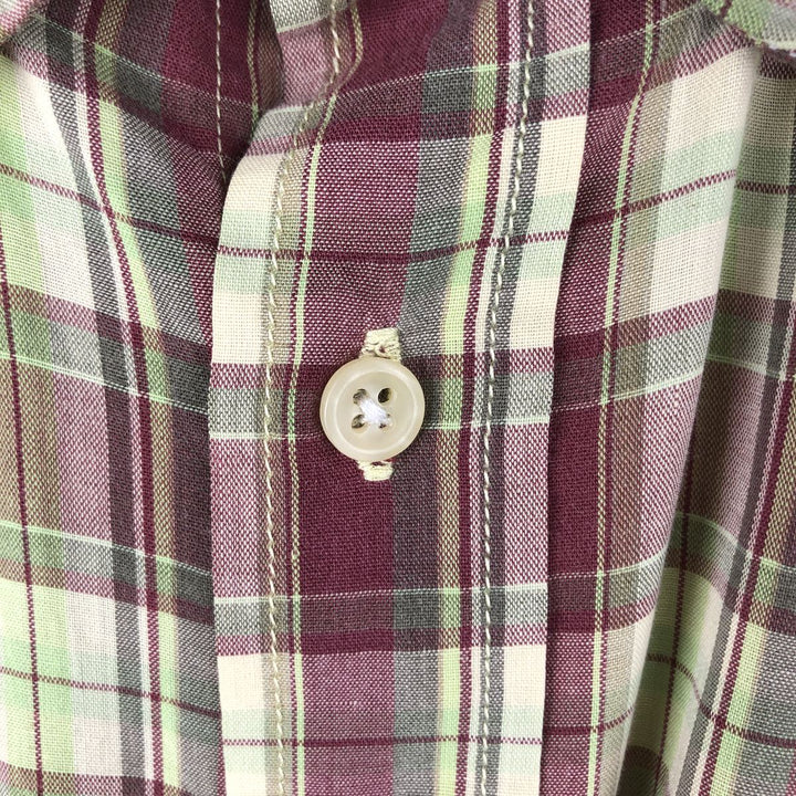 Ralph Lauren POLO by Ralph Lauren short sleeve button down check shirt men's size L cotton red type reddish brown Vintage Second Hand