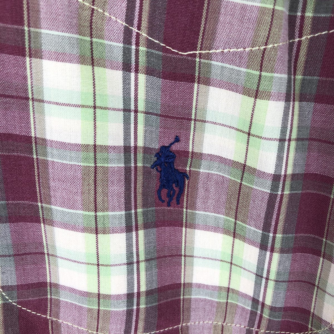 Ralph Lauren POLO by Ralph Lauren short sleeve button down check shirt men's size L cotton red type reddish brown Vintage Second Hand