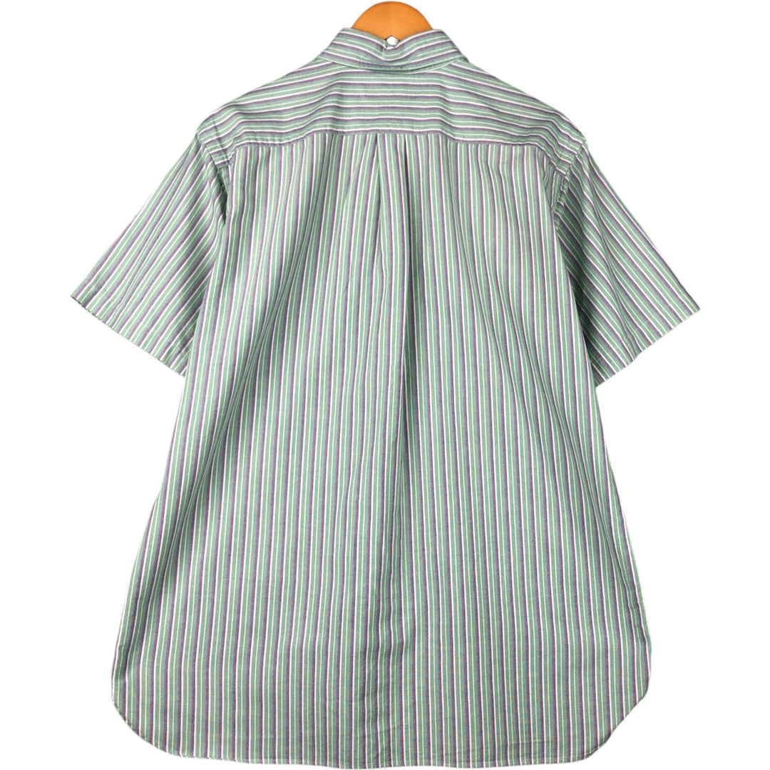 Ralph Lauren Classic Fit Multi Stripe Short Sleeve Button Down Striped Shirt Men's Size L cotton green type yellow green Vintage Second Hand