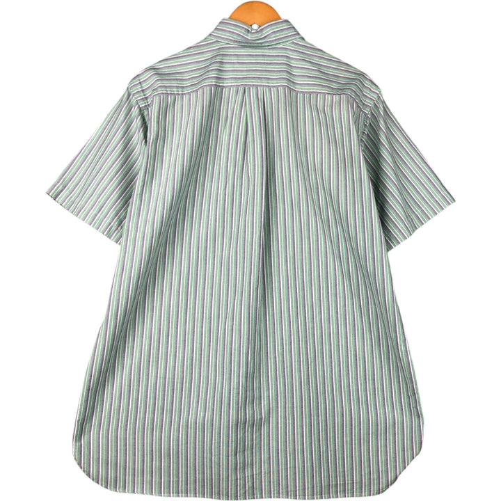 Ralph Lauren Classic Fit Multi Stripe Short Sleeve Button Down Striped Shirt Men's Size L cotton green type yellow green Vintage Second Hand