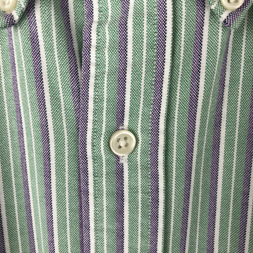 Ralph Lauren Classic Fit Multi Stripe Short Sleeve Button Down Striped Shirt Men's Size L cotton green type yellow green Vintage Second Hand