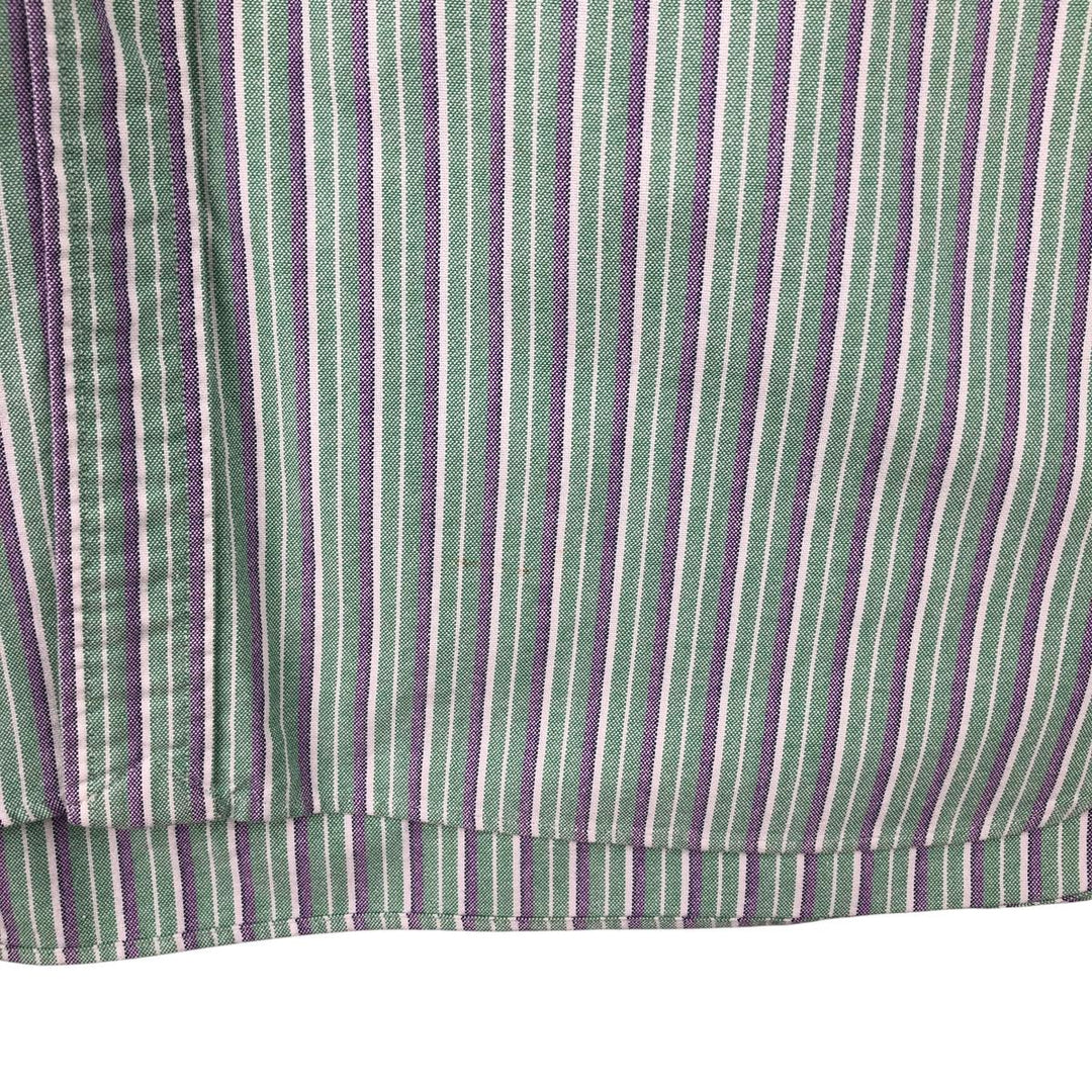 Ralph Lauren Classic Fit Multi Stripe Short Sleeve Button Down Striped Shirt Men's Size L cotton green type yellow green Vintage Second Hand