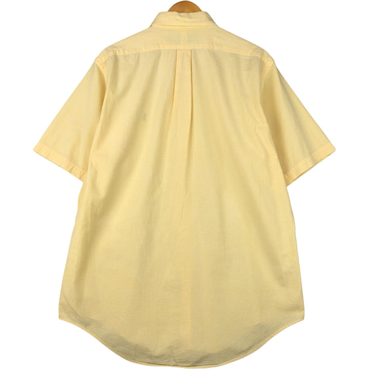 Ralph Lauren Seersucker Short Sleeve Button-Down Check Shirt, Men's Size L cotton yellow type Vintage Second Hand