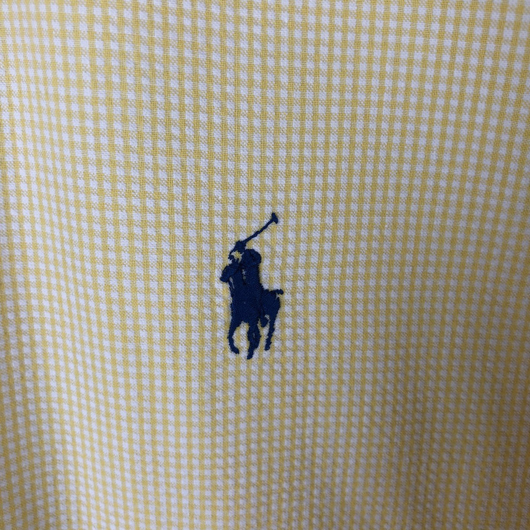 Ralph Lauren Seersucker Short Sleeve Button-Down Check Shirt, Men's Size L cotton yellow type Vintage Second Hand