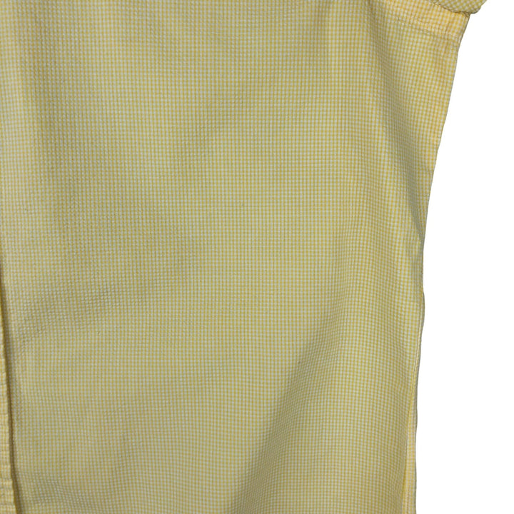 Ralph Lauren Seersucker Short Sleeve Button-Down Check Shirt, Men's Size L cotton yellow type Vintage Second Hand