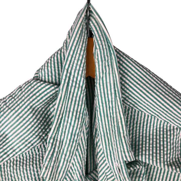 Ralph Lauren Seersucker Short Sleeve Button-Down Striped Shirt, Men's Size L cotton green type Vintage Second Hand