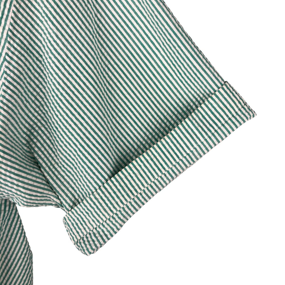 Ralph Lauren Seersucker Short Sleeve Button-Down Striped Shirt, Men's Size L cotton green type Vintage Second Hand