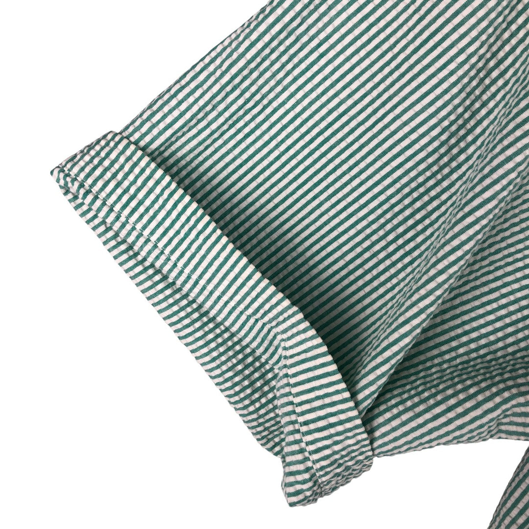 Ralph Lauren Seersucker Short Sleeve Button-Down Striped Shirt, Men's Size L cotton green type Vintage Second Hand