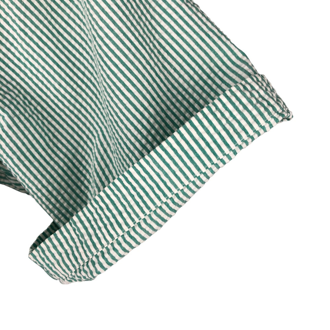 Ralph Lauren Seersucker Short Sleeve Button-Down Striped Shirt, Men's Size L cotton green type Vintage Second Hand