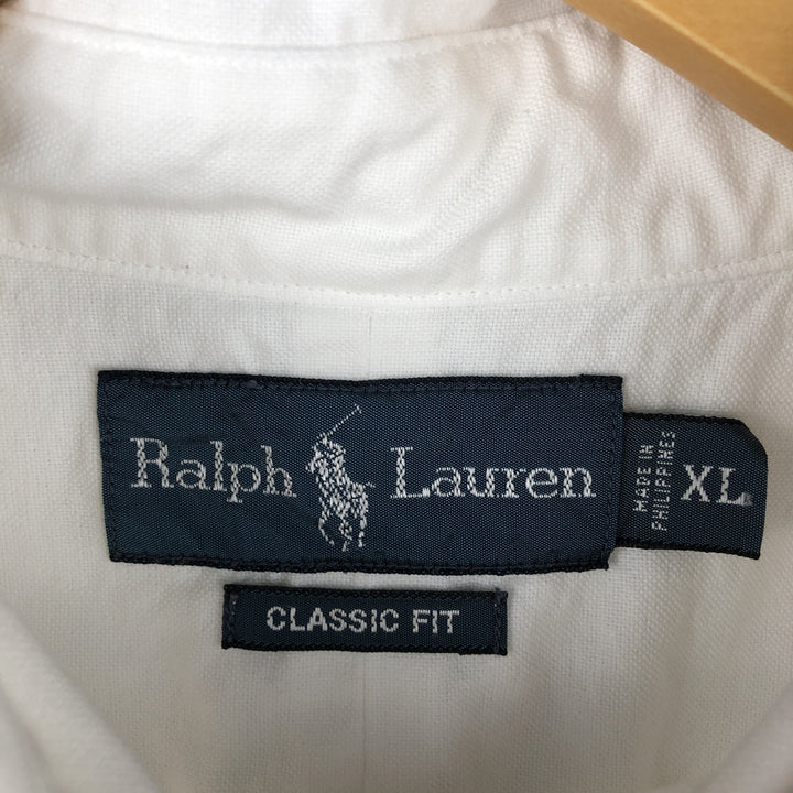 Ralph Lauren Classic Fit short sleeve button down shirt, men's size XL cotton white type Vintage Second Hand
