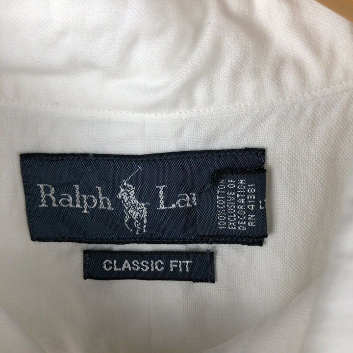 Ralph Lauren Classic Fit short sleeve button down shirt, men's size XL cotton white type Vintage Second Hand