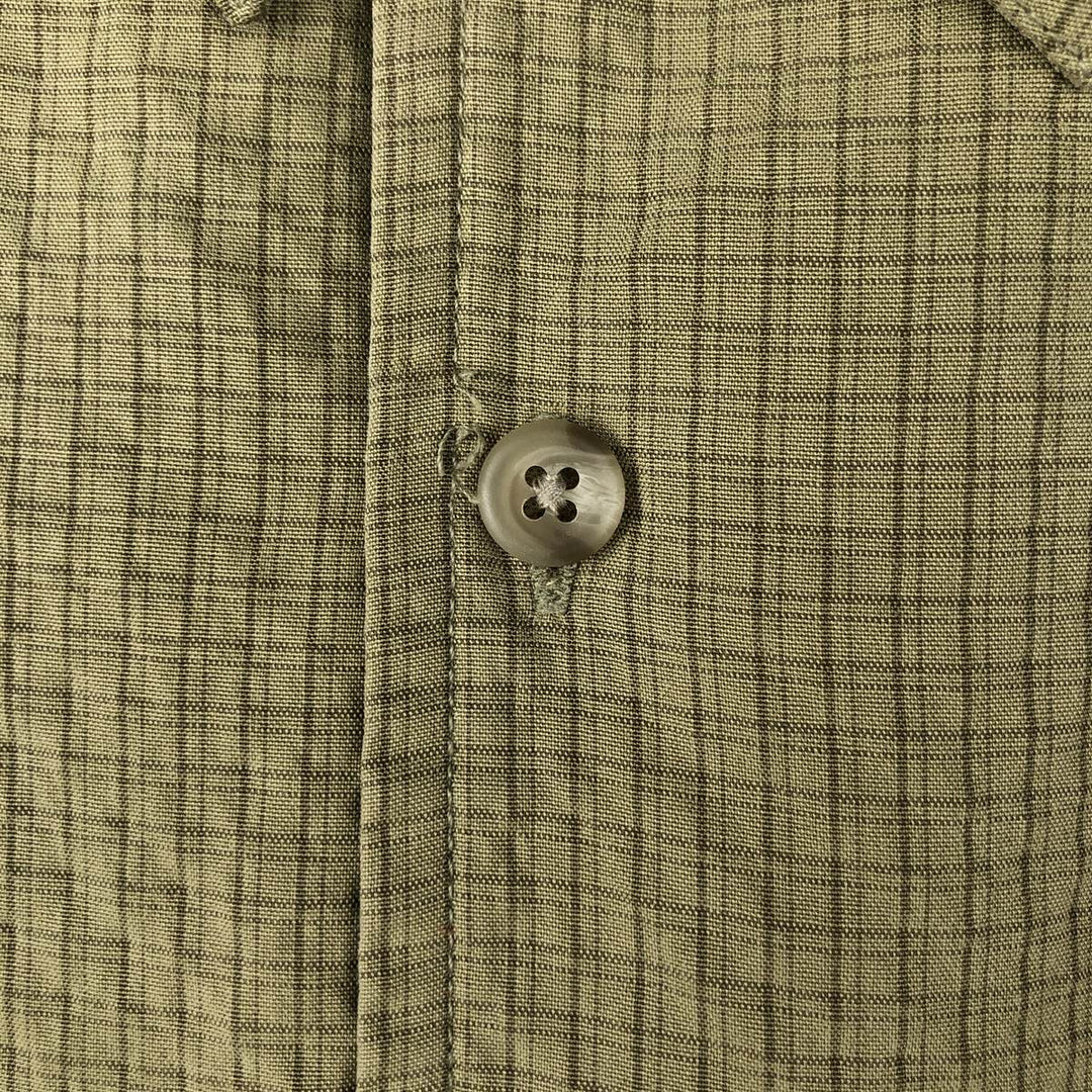 Columbia Check Pattern Short Sleeve Open Collar Polyester Box Shirt, Men's XL Polynosic Khaki type Vintage Second Hand