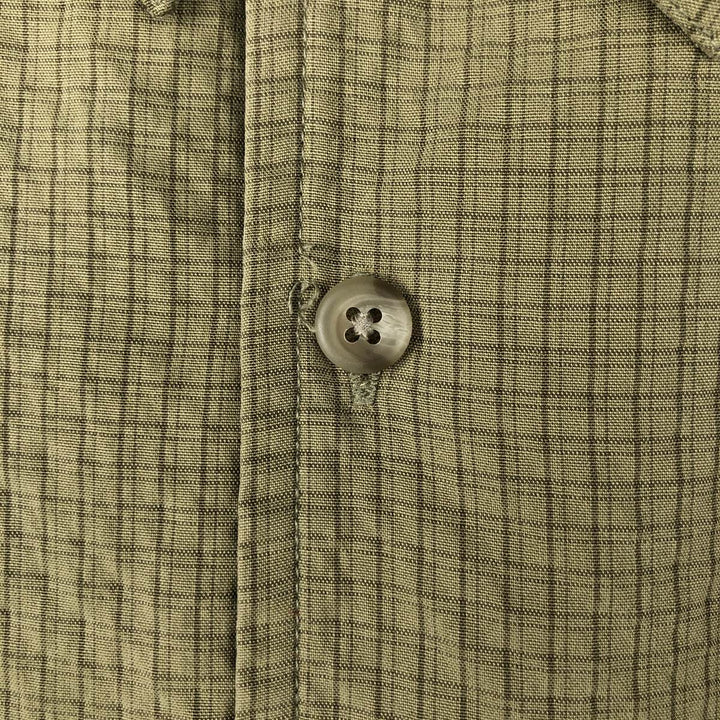 Columbia Check Pattern Short Sleeve Open Collar Polyester Box Shirt, Men's XL Polynosic Khaki type Vintage Second Hand