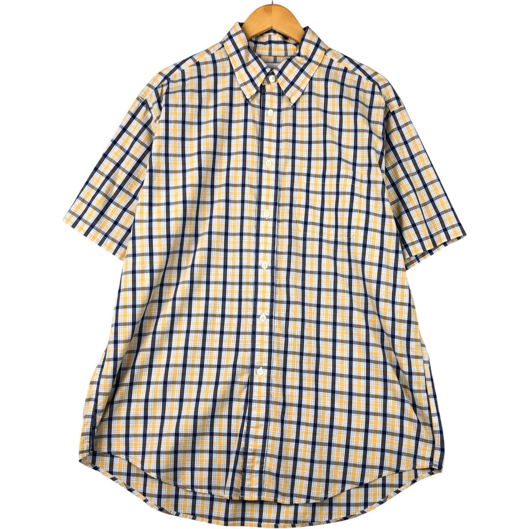 Brooks Brothers 346 short sleeve button down check shirt, men's size L cotton yellow type Vintage Second Hand