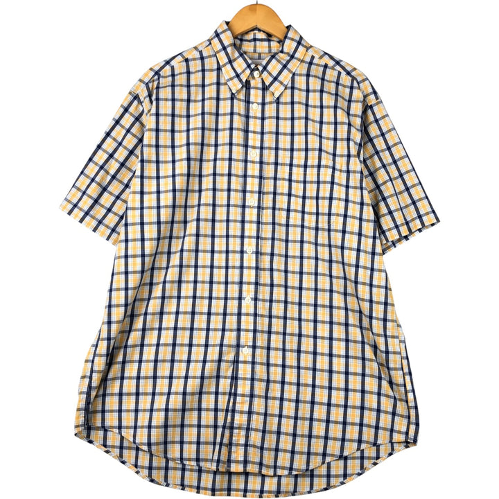 Brooks Brothers 346 short sleeve button down check shirt, men's size L cotton yellow type Vintage Second Hand