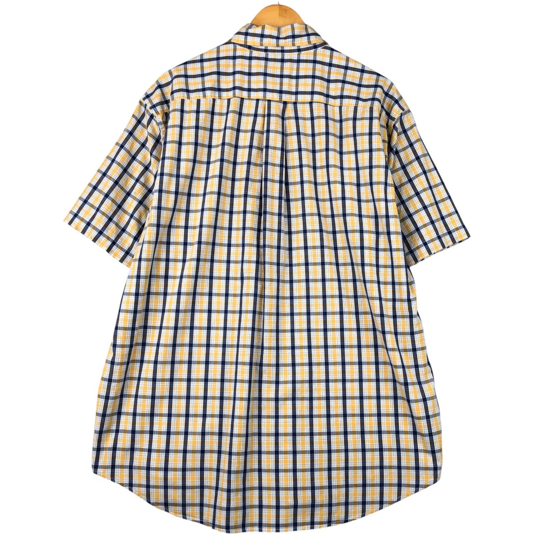 Brooks Brothers 346 short sleeve button down check shirt, men's size L cotton yellow type Vintage Second Hand