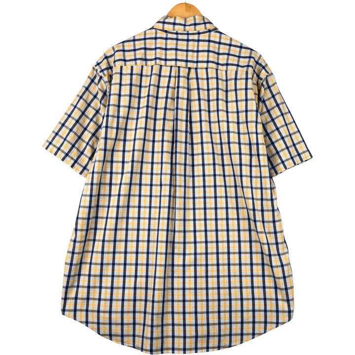 Brooks Brothers 346 short sleeve button down check shirt, men's size L cotton yellow type Vintage Second Hand
