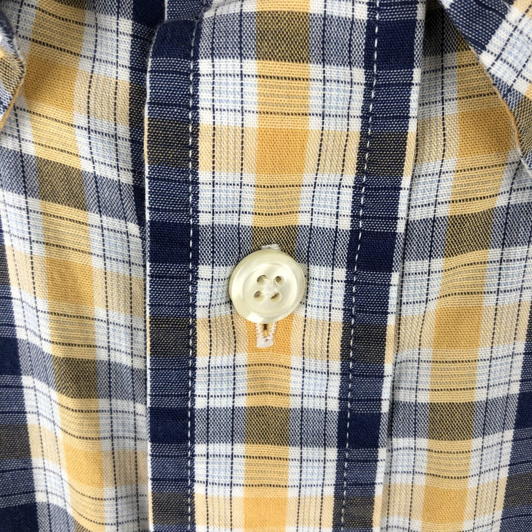 Brooks Brothers 346 short sleeve button down check shirt, men's size L cotton yellow type Vintage Second Hand