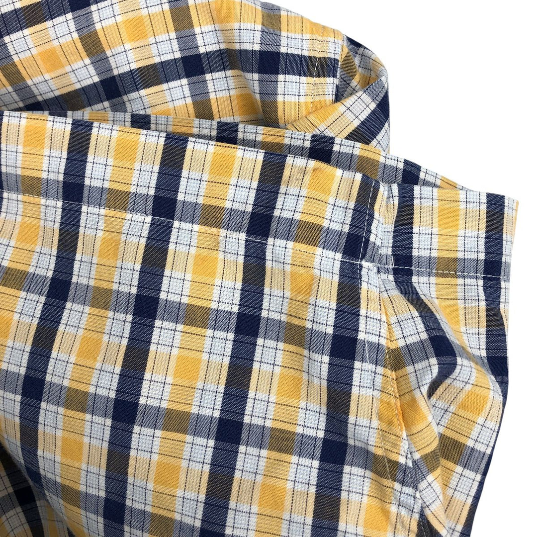 Brooks Brothers 346 short sleeve button down check shirt, men's size L cotton yellow type Vintage Second Hand