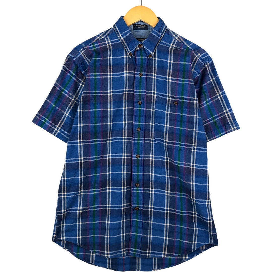 80'S Ralph Lauren CHAPS short sleeve button down check shirt men's size M vintage cotton blue type Vintage Second Hand