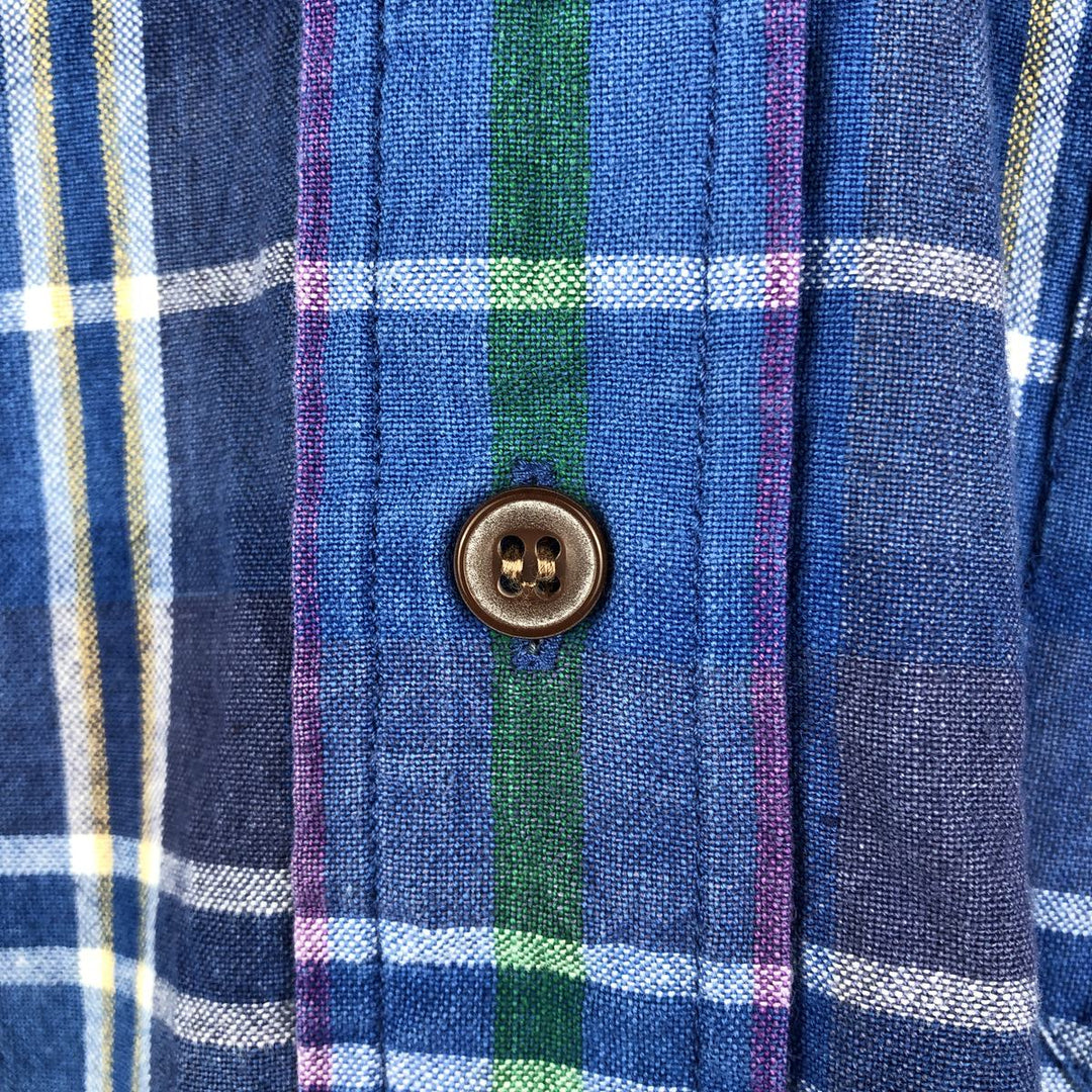 80'S Ralph Lauren CHAPS short sleeve button down check shirt men's size M vintage cotton blue type Vintage Second Hand