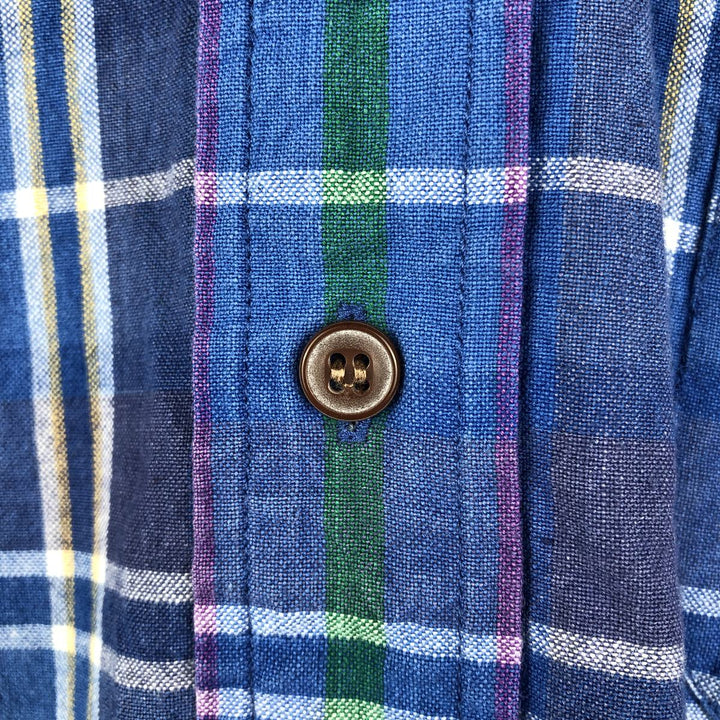 80'S Ralph Lauren CHAPS short sleeve button down check shirt men's size M vintage cotton blue type Vintage Second Hand