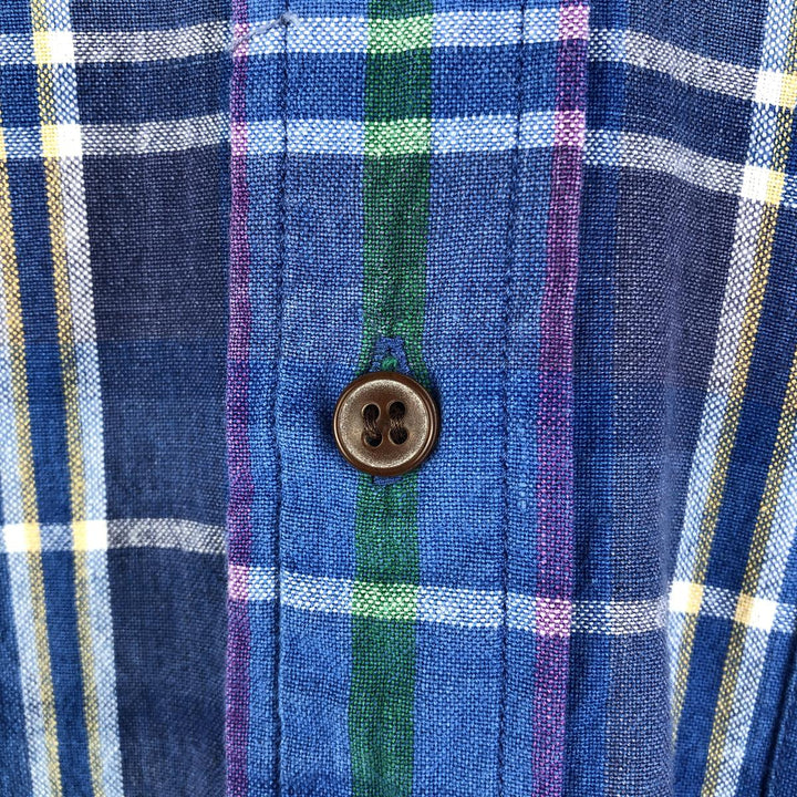 80'S Ralph Lauren CHAPS short sleeve button down check shirt men's size M vintage cotton blue type Vintage Second Hand