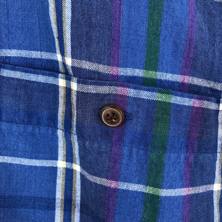 80'S Ralph Lauren CHAPS short sleeve button down check shirt men's size M vintage cotton blue type Vintage Second Hand