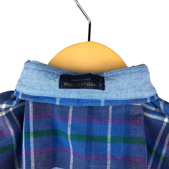 80'S Ralph Lauren CHAPS short sleeve button down check shirt men's size M vintage cotton blue type Vintage Second Hand