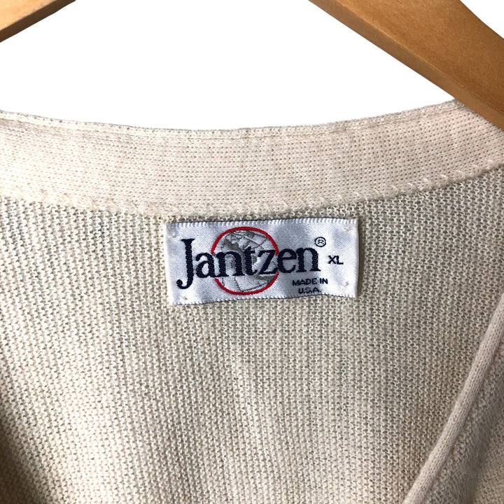 Vintage 80s-90'S Jantzen knit cardigan, made in the USA, men's size XL unclear ivory Vintage Second Hand