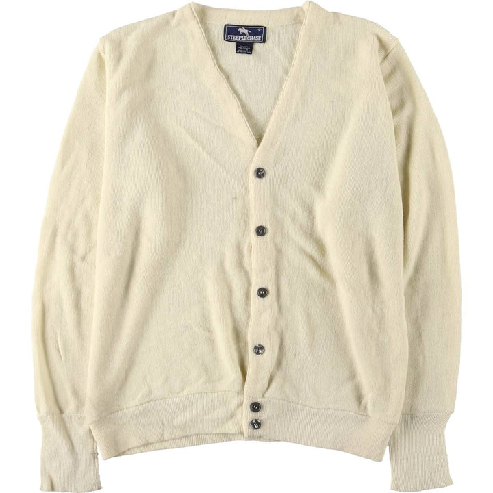 Vintage 90'S STEEPLECHASE acrylic knit cardigan, made in the USA, size L, men's Oron Acrylic yellow type Vintage Second Hand
