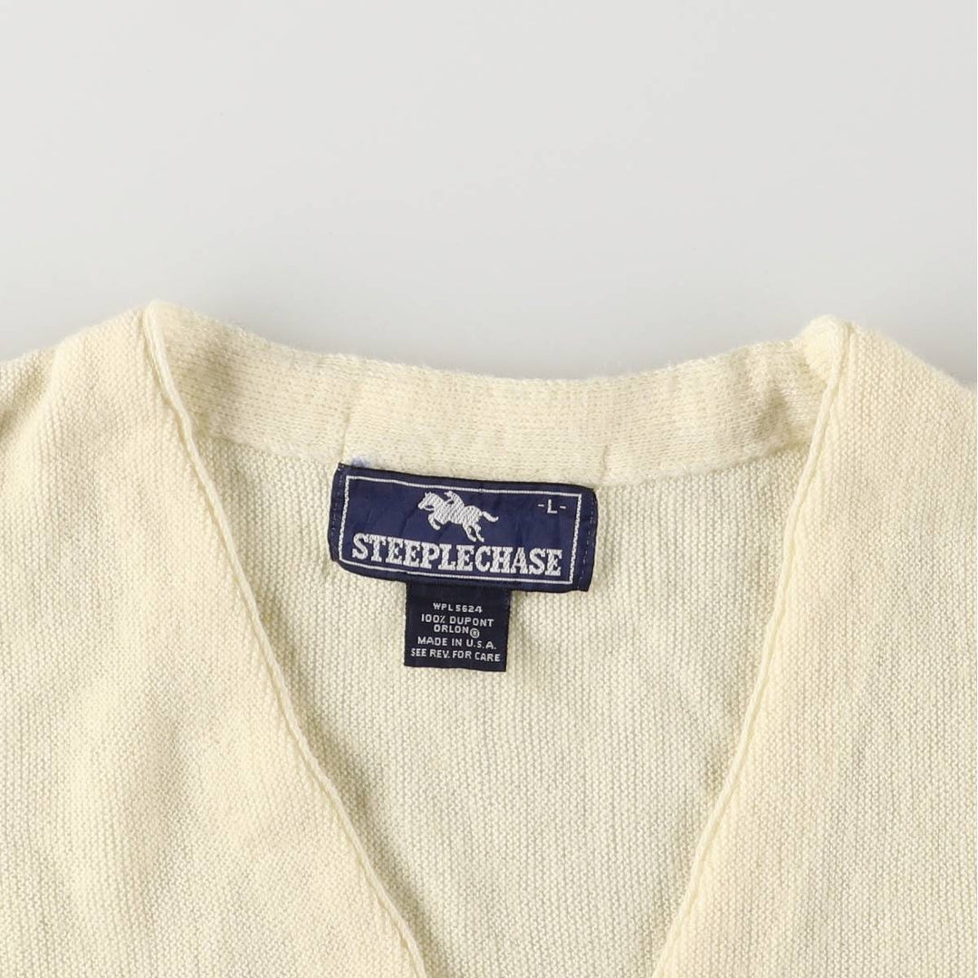 Vintage 90'S STEEPLECHASE acrylic knit cardigan, made in the USA, size L, men's Oron Acrylic yellow type Vintage Second Hand