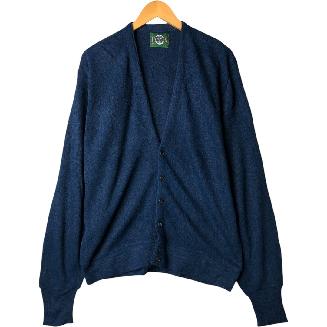 Vintage 90'S Jantzen knit cardigan, made in the USA, size L, men's unclear navy blue type Vintage Second Hand