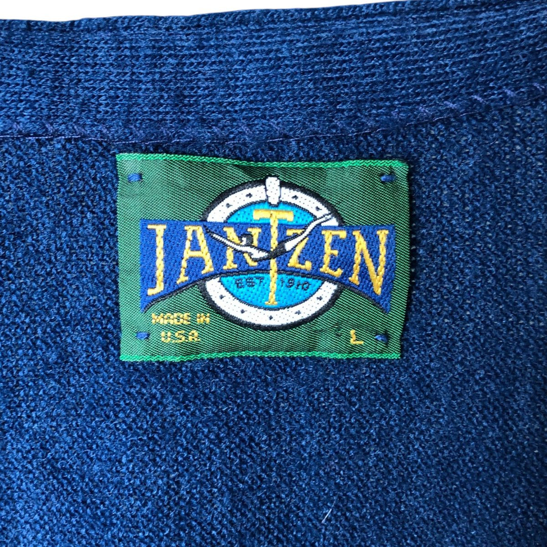 Vintage 90'S Jantzen knit cardigan, made in the USA, size L, men's unclear navy blue type Vintage Second Hand
