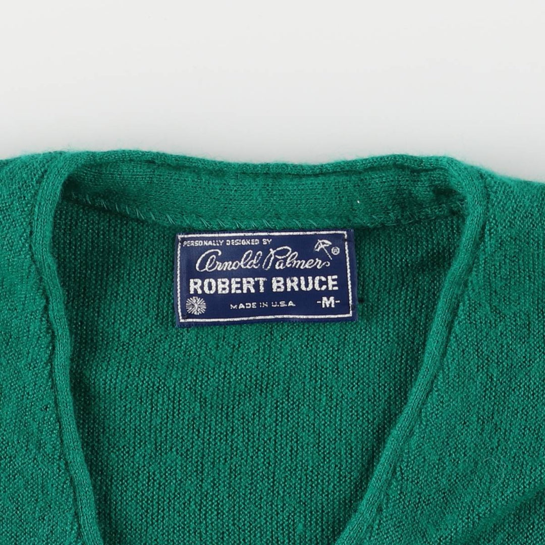 Vintage 1980'S Arnold Palmer knit cardigan, made in the USA, size M, men's unclear green type Vintage Second Hand