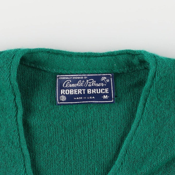 Vintage 1980'S Arnold Palmer knit cardigan, made in the USA, size M, men's unclear green type Vintage Second Hand