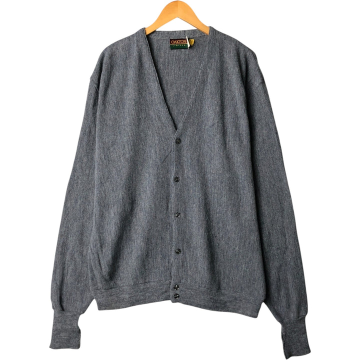 Vintage 80s-90'S OAKTON LIMITED acrylic knit cardigan, made in the USA, men's size XXL acrylic gray type Vintage Second Hand