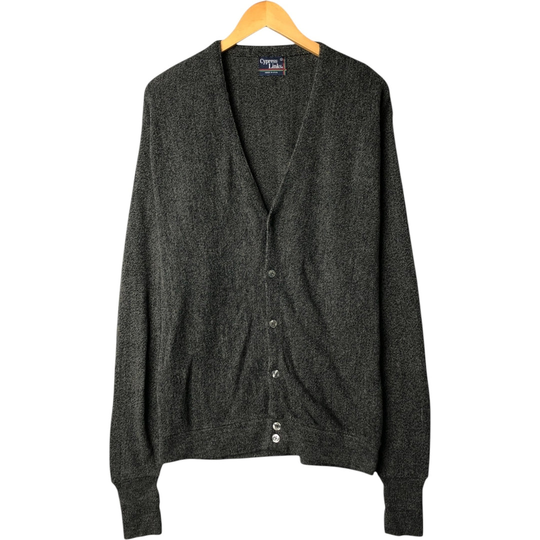 Vintage 90'S Cypress Links acrylic knit cardigan, made in the USA, size L, men's acrylic Charcoal Vintage Second Hand