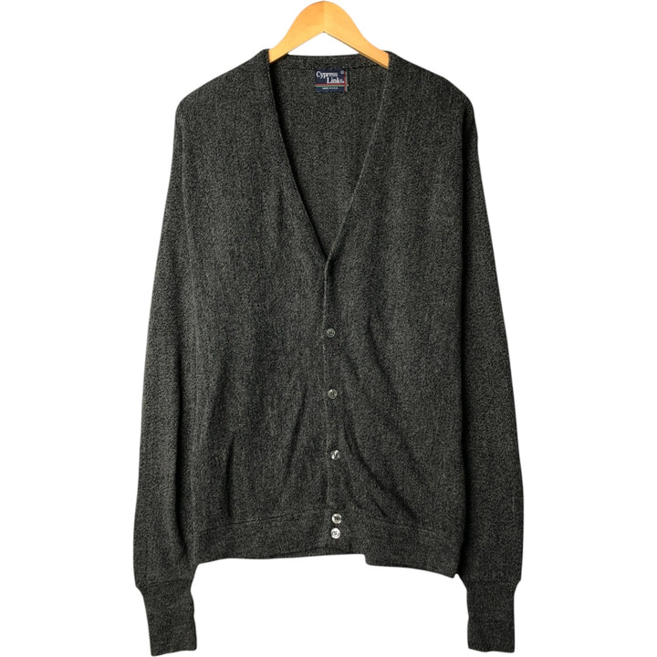 Vintage 90'S Cypress Links acrylic knit cardigan, made in the USA, size L, men's acrylic Charcoal Vintage Second Hand