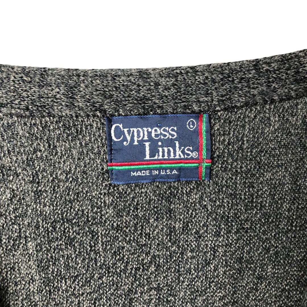 Vintage 90'S Cypress Links acrylic knit cardigan, made in the USA, size L, men's acrylic Charcoal Vintage Second Hand