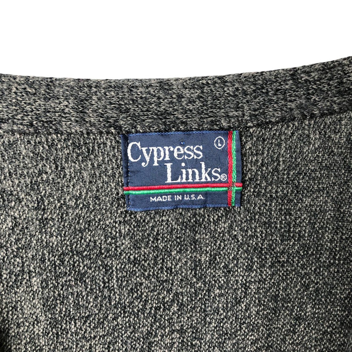 Vintage 90'S Cypress Links acrylic knit cardigan, made in the USA, size L, men's acrylic Charcoal Vintage Second Hand