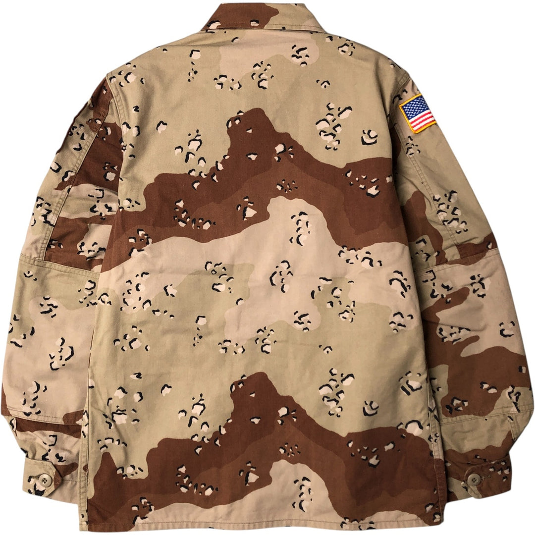 Vintage US Military Camouflage Pattern 6C Dessert Chocolate Chip Camo Stars and Stripes BDU Military Jacket, Men's Size Medium Nylon Beige type Vintage Second Hand