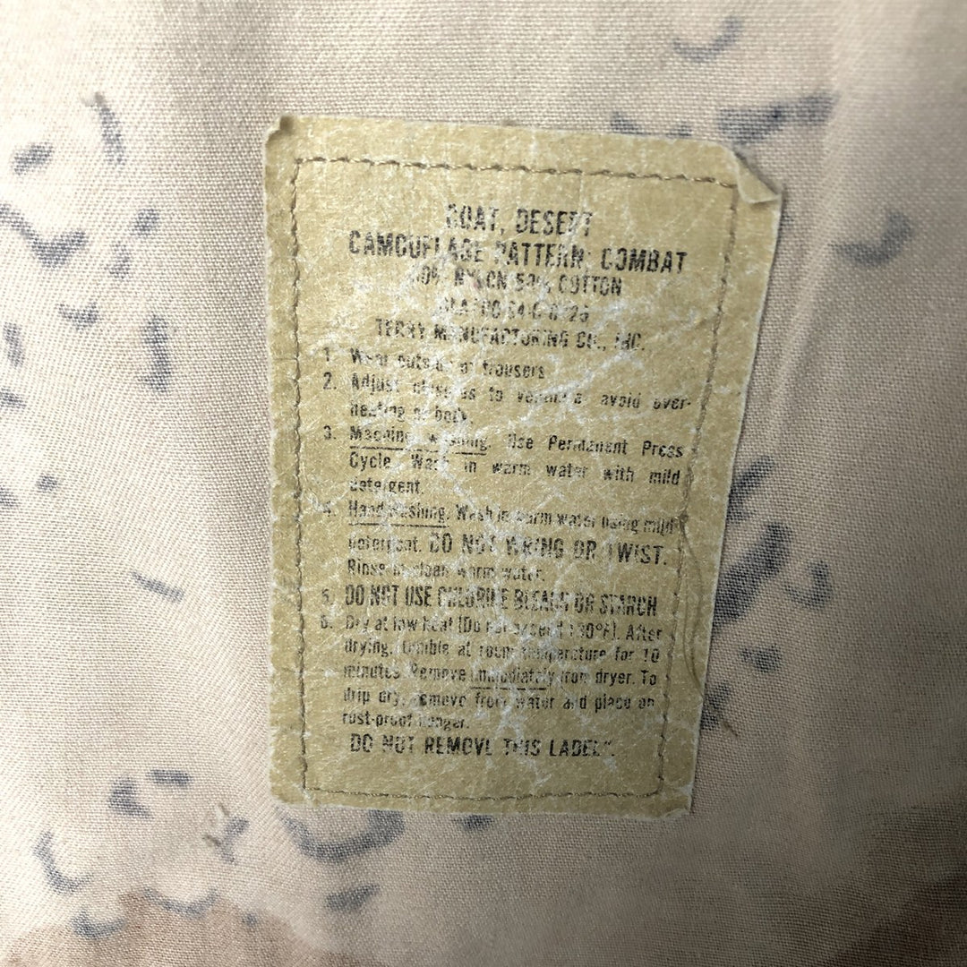 Vintage US Military Camouflage Pattern 6C Dessert Chocolate Chip Camo Stars and Stripes BDU Military Jacket, Men's Size Medium Nylon Beige type Vintage Second Hand