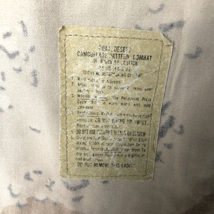 Vintage US Military Camouflage Pattern 6C Dessert Chocolate Chip Camo Stars and Stripes BDU Military Jacket, Men's Size Medium Nylon Beige type Vintage Second Hand