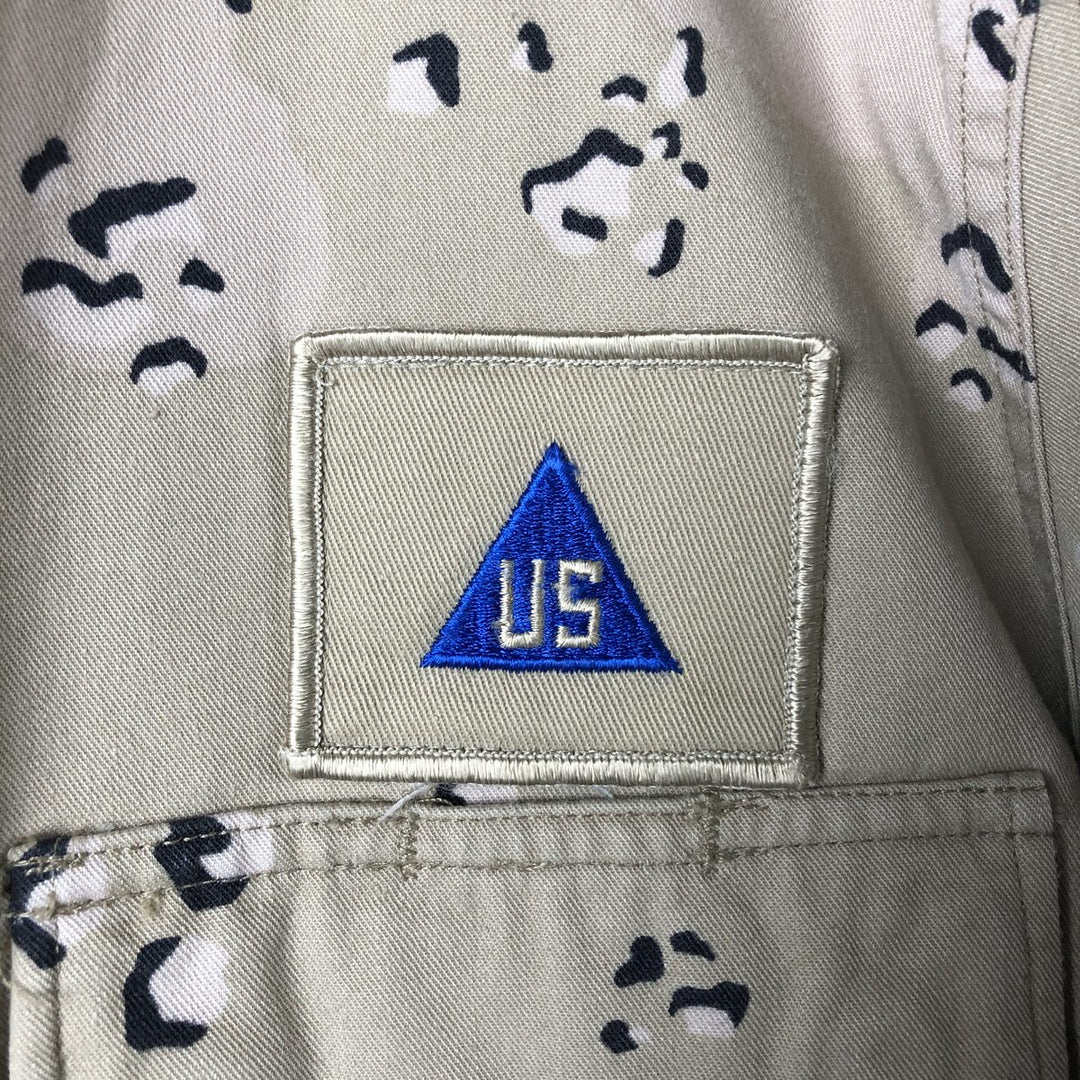Vintage US Military Camouflage Pattern 6C Dessert Chocolate Chip Camo Stars and Stripes BDU Military Jacket, Men's Size Medium Nylon Beige type Vintage Second Hand