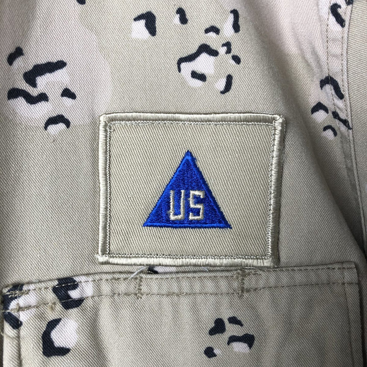 Vintage US Military Camouflage Pattern 6C Dessert Chocolate Chip Camo Stars and Stripes BDU Military Jacket, Men's Size Medium Nylon Beige type Vintage Second Hand
